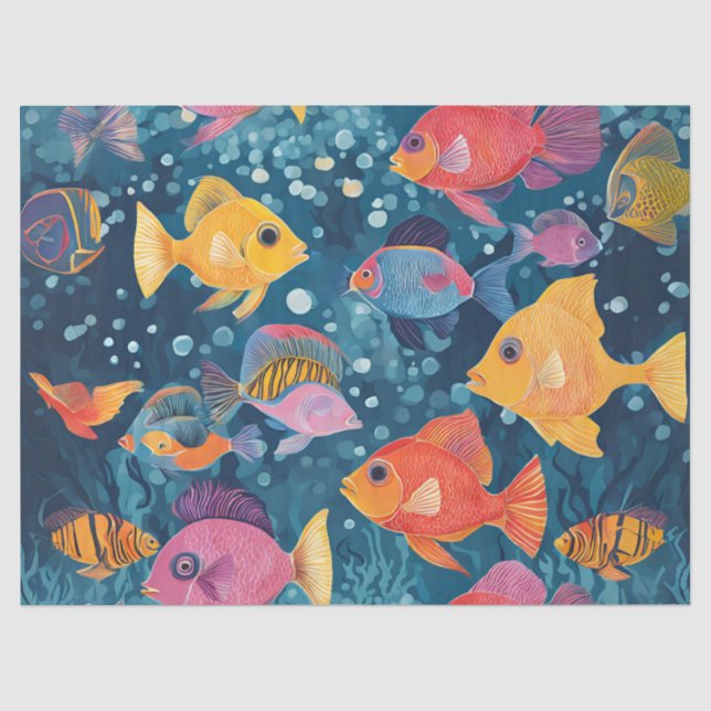 Farbenfrohe tropische Fische Seidenpapier (Vorderseite)