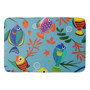 Farbenfrohe tropische Fische unter Wasser Muster Badematte