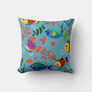 Farbenfrohe tropische Fische unter Wasser Muster Kissen