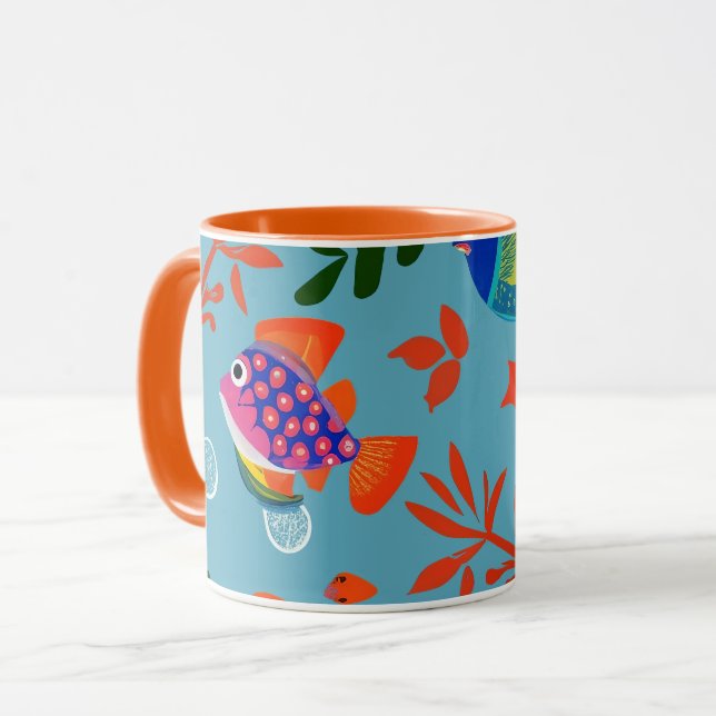 Farbenfrohe tropische Fische unter Wasser Muster Tasse (Vorderseite Links)