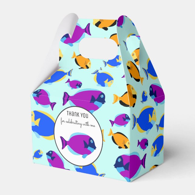Farbenfrohe tropische Fischmuster im Blauen Meer Geschenkschachtel (Vorderseite)