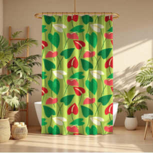Farbenfrohe tropische Flamingo-Blume Duschvorhang