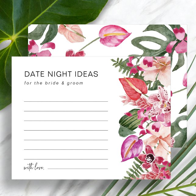 Farbenfrohe tropische Flora (Colorful Tropical Floral Date Night Ideas Enclosure Card by Painted Paperie
)