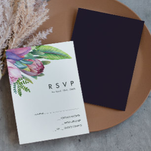 Farbenfrohe tropische Flora Dunkle Lila RSVP-Kar RSVP Karte