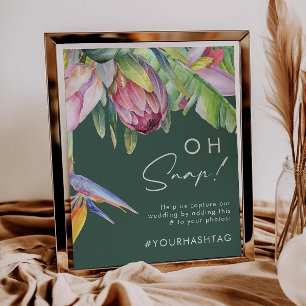 Farbenfrohe tropische Flora Green Oh Snap Hashta Poster