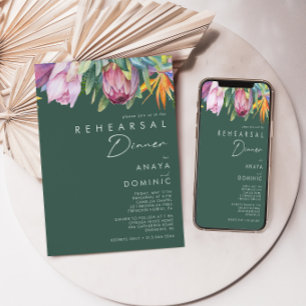 Farbenfrohe tropische Flora   Green Probe Dinner Einladung