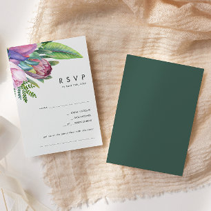 Farbenfrohe tropische Flora   Green Song Request RSVP Karte