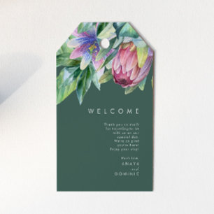 Farbenfrohe tropische Flora Grüne Hochzeit Geschenkanhänger