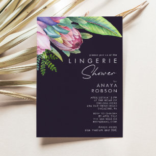 Farbenfrohe tropische Flora   Lila Fingerie - Dusc Einladung