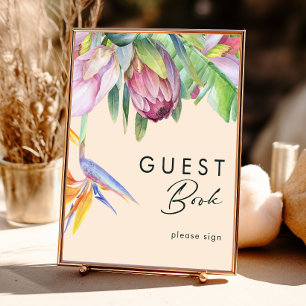 Farbenfrohe tropische Flora   Peach Guest Book Sig Poster