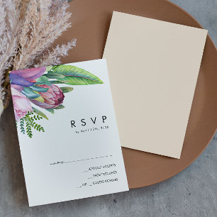 Farbenfrohe tropische Flora   Peach RSVP Card Karte