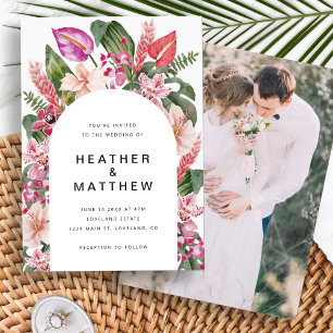 Farbenfrohe tropische Foto-Hochzeitseinladung Einladung