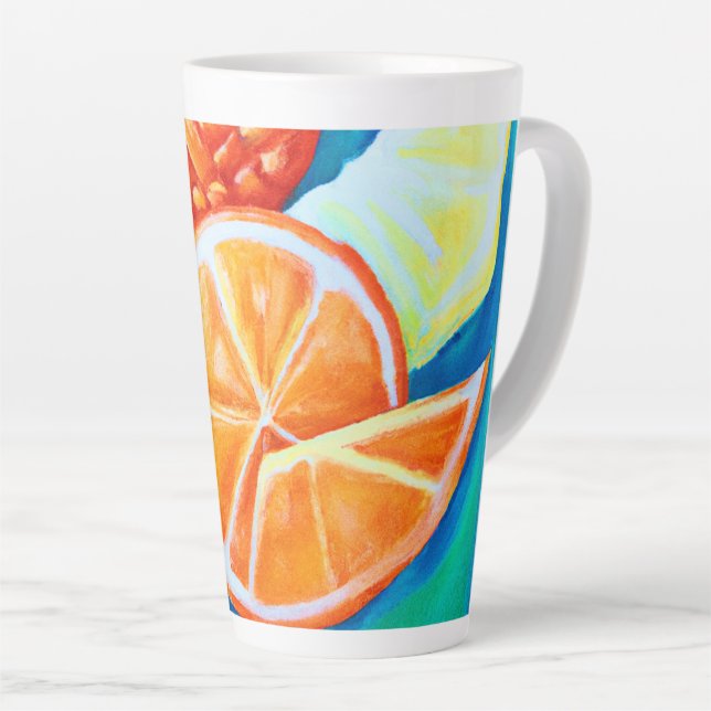 Farbenfrohe tropische Früchte Milchtasse (Rechte Ecke)
