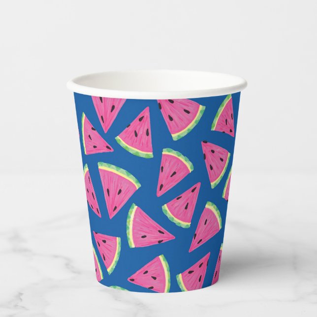 Farbenfrohe tropische Früchte Wassermelone Muster Pappbecher (Vorderseite)