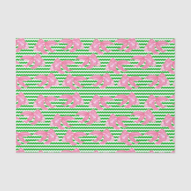Farbenfrohe tropische Goldfish-Zickzack Muster Seidenpapier (Vorderseite)