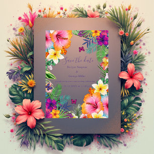 Farbenfrohe tropische hawaiianische Blumen - Save Acryleinladungen