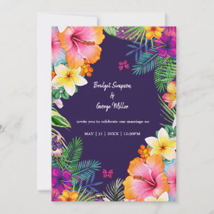 Farbenfrohe tropische hawaiianische Hochzeit Einladung