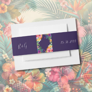 Farbenfrohe tropische hawaiianische Hochzeit Einladungsbanderole