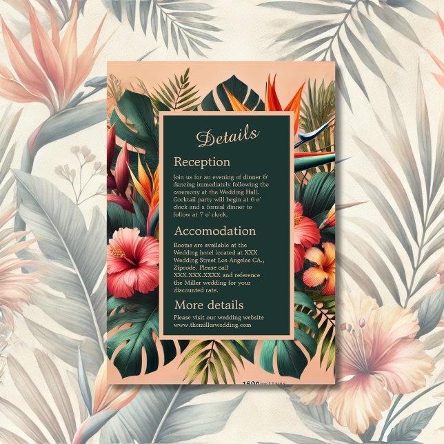 Farbenfrohe tropische hawaiianische Hochzeit Enclo Begleitkarte (Von Creator hochgeladen)