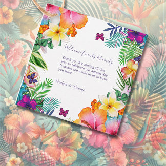 Farbenfrohe tropische hawaiianische Hochzeit Geschenkanhänger