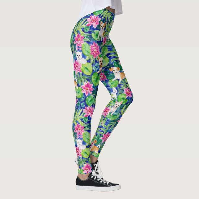 Farbenfrohe tropische Hunde Leggings (Rechts)