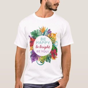 Farbenfrohe tropische Kranzrahmen mit einem schöne T-Shirt