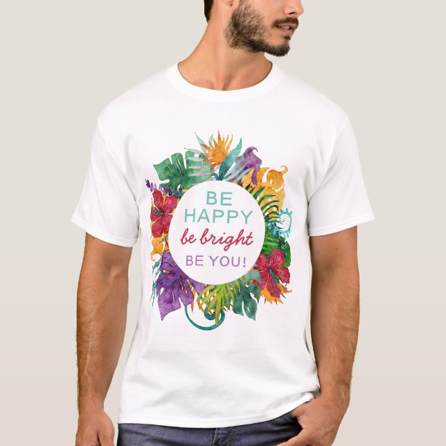 Farbenfrohe tropische Kranzrahmen mit einem schöne T-Shirt (Vorderseite)