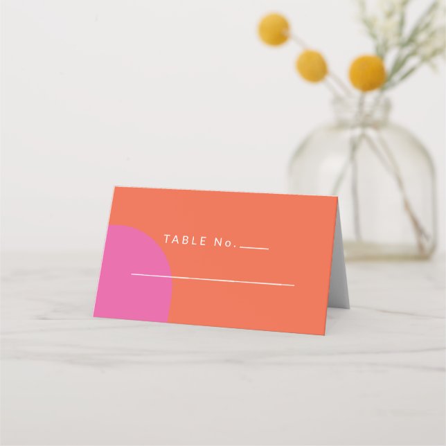 Farbenfrohe tropische Lebensart Orange und Magenta Platzkarte (Vorderseite)
