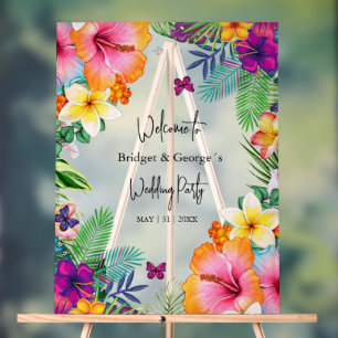 Farbenfrohe tropische Mattierte Hochzeit Acrylschild