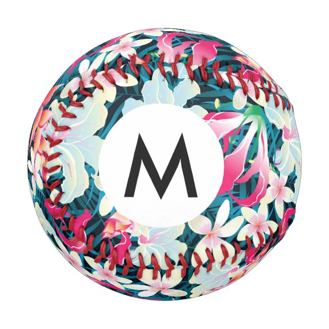 Farbenfrohe tropische Muster Baseball (Vorderseite Links)