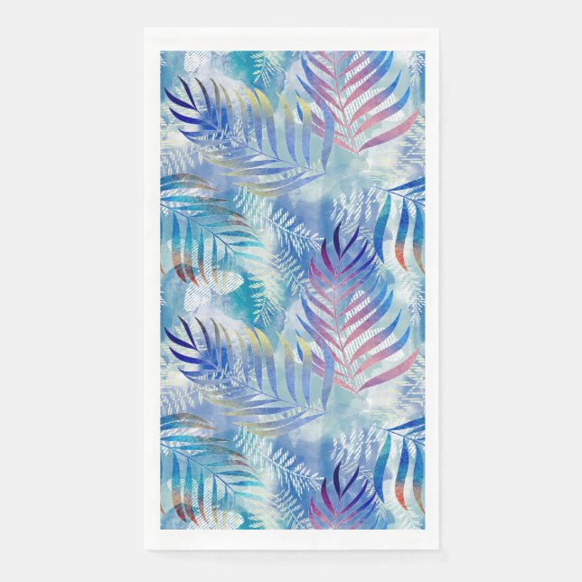 Farbenfrohe tropische Muster mit Blätter aus Palme Serviette (Vorderseite)