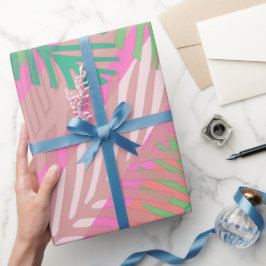 Farbenfrohe tropische Palmen Blätter Muster Geschenkpapier