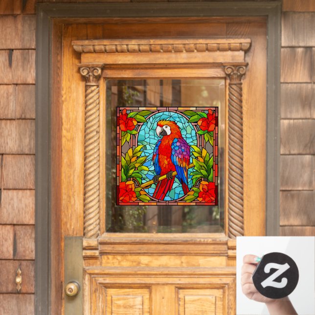 Farbenfrohe tropische Papagei-Imitate aus Hartglas Fensteraufkleber (Haustür)