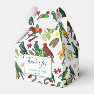 Farbenfrohe tropische Papageien, Blätter Blume Hoc Geschenkschachtel