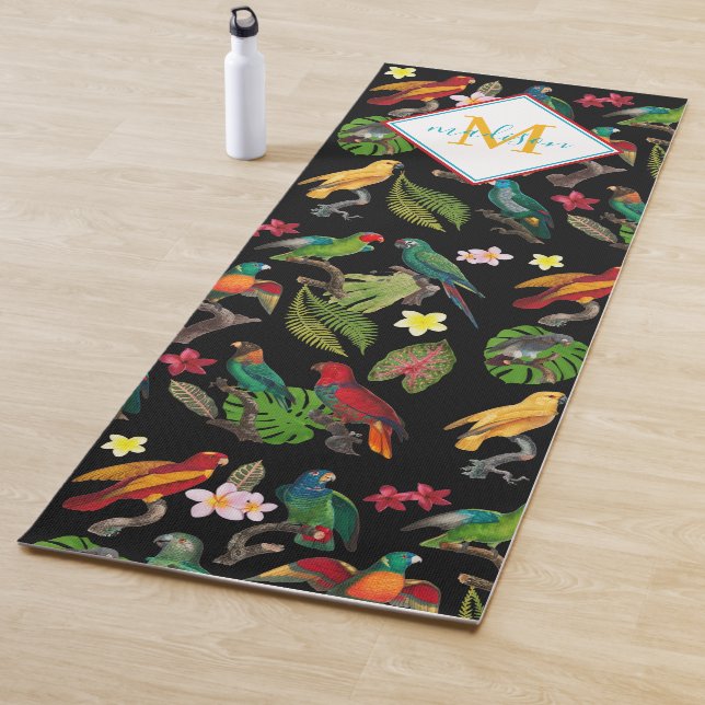 Farbenfrohe tropische Papageien-Blätter, Blume-Mon Yogamatte (Beispiel)