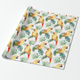 Farbenfrohe tropische Papageienmuster Geschenkpapier
