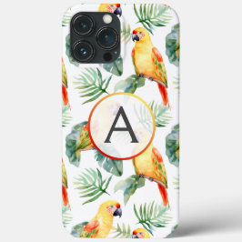 Farbenfrohe tropische Parrot-Muster und Monogramm Case-Mate iPhone Hülle