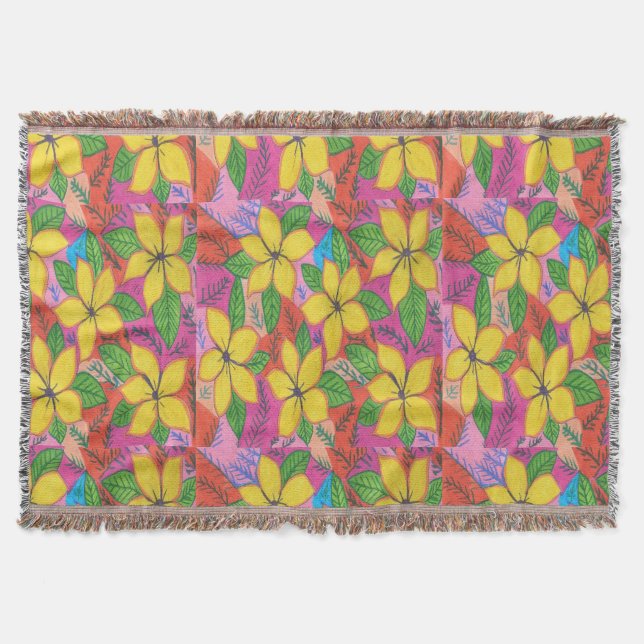 Farbenfrohe tropische Plumerias Decke (Vorderseite)