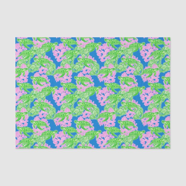 Farbenfrohe tropische Schildkrötenmuster Seidenpapier (Vorderseite)