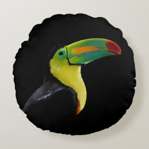 Farbenfrohe tropische, schwarz-gelbe Farbe Rundes Kissen