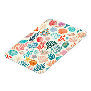 Farbenfrohe tropische Sommerkoralle Seashell Magnet