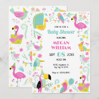 Farbenfrohe tropische Vögel Babydusche