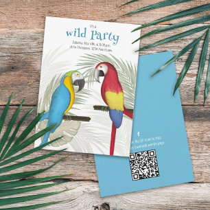 Farbenfrohe tropische Vögel QR Code Social Media Einladung