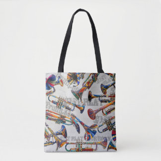 Farbenfrohe Trumps, Trumpet-Player, Musikkunst Tasche