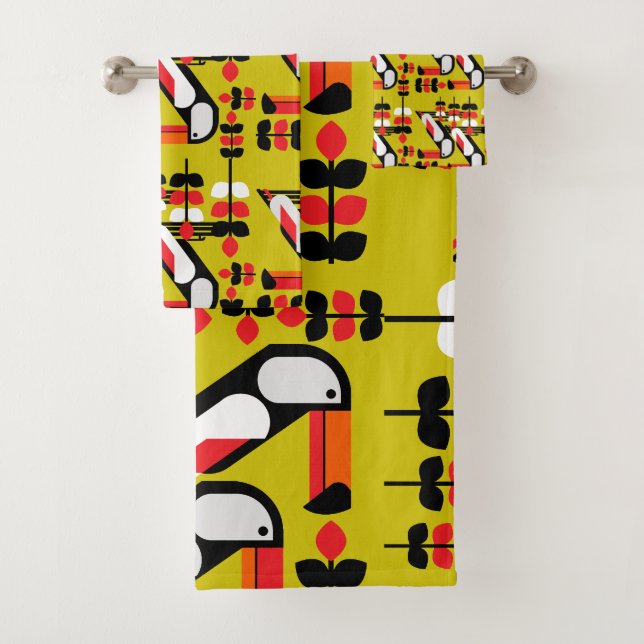 Farbenfrohe Tukane-Kunst Badhandtuch Set (Insitu)