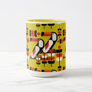 Farbenfrohe Tukane-Kunst Zweifarbige Tasse