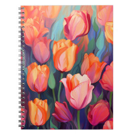 Farbenfrohe Tulip Blume Blumenmuster Notizblock