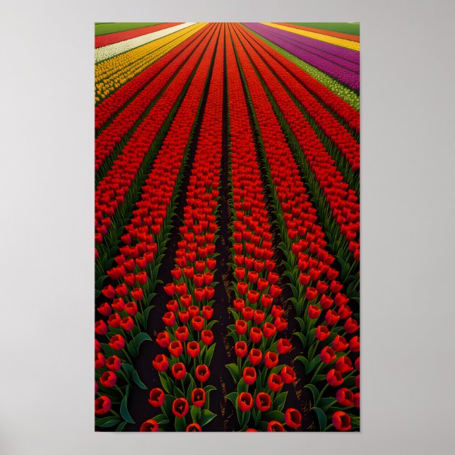 Farbenfrohe Tulip Fields Poster (Vorne)