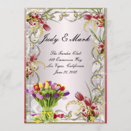 Farbenfrohe Tulip Floral Wedding Card Menükarte
