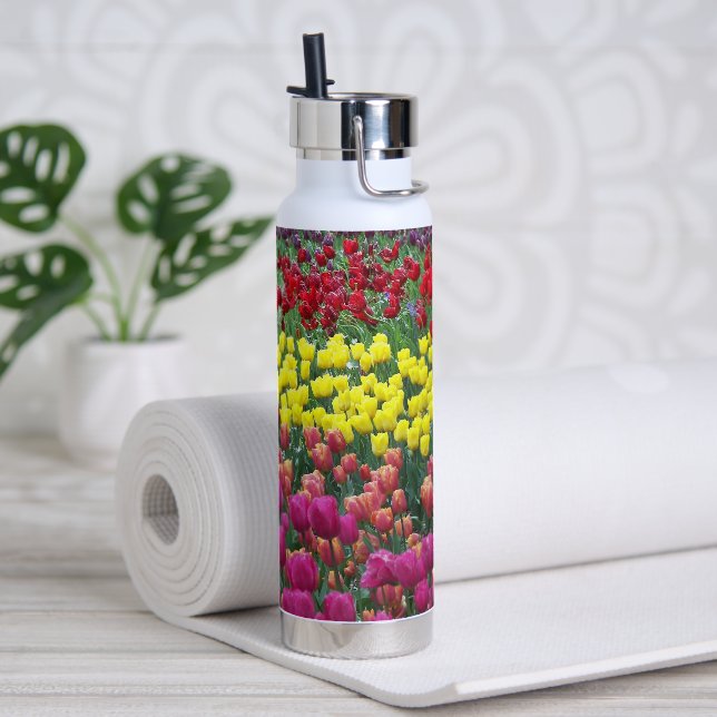 Farbenfrohe Tulip Garden Trinkflasche (Yoga)